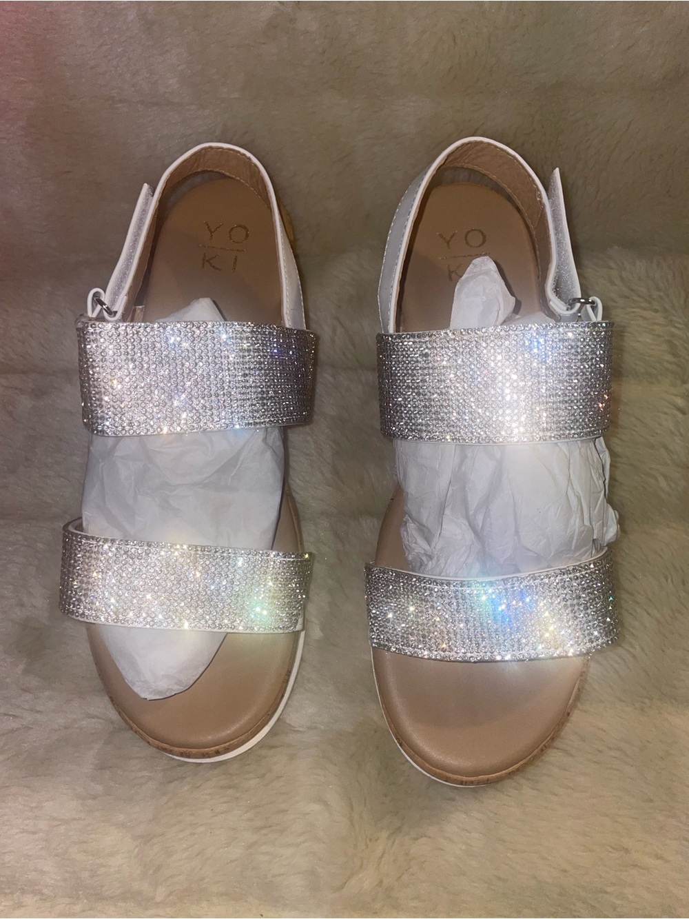 Yoki Rhinestone Double-Strap Sandals - Silver - Picture 1 of 5